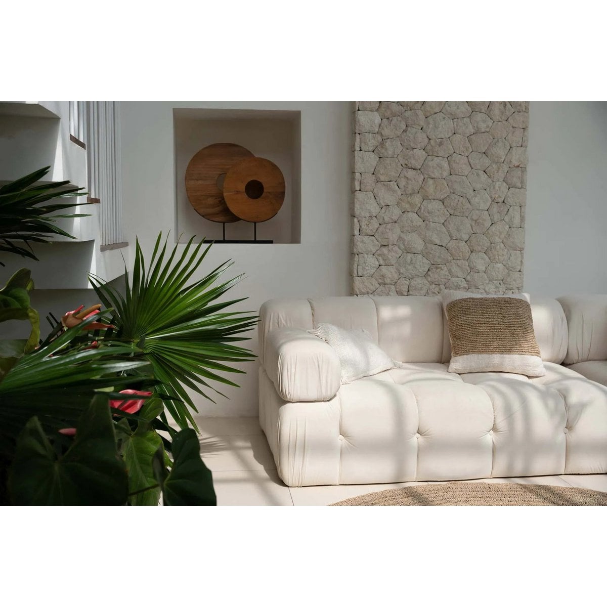 De Raffia Stempel Kussenhoes - Natuurlijk – Bazar Bizar Living (foto 3 van 9)