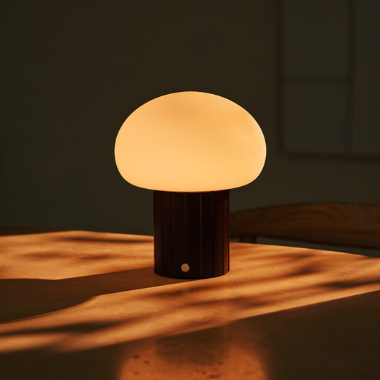 Pieter Dark Brown Rechargeable Table Lamp | Cordless, 3 Light Modes & Glass Lampshade