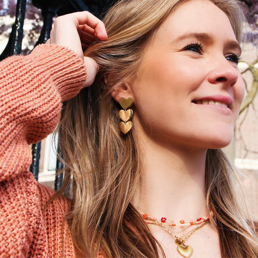 Bazou Oorbellen Drie Harten