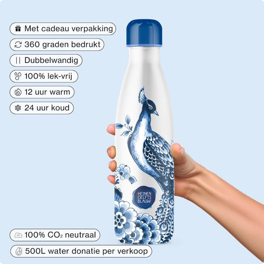 IZY Thermosfles – Heinen Delfts Blauw Peacock – 500ML