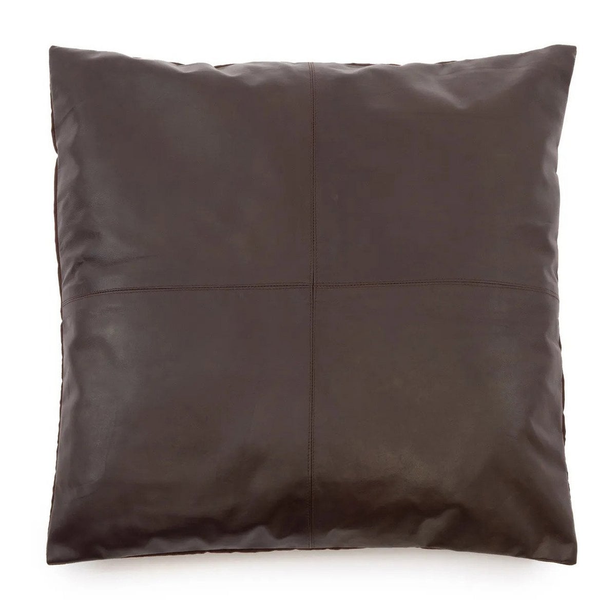 De leren kussenhoes met vier panelen - Choco - 60x60 – Bazar Bizar Living