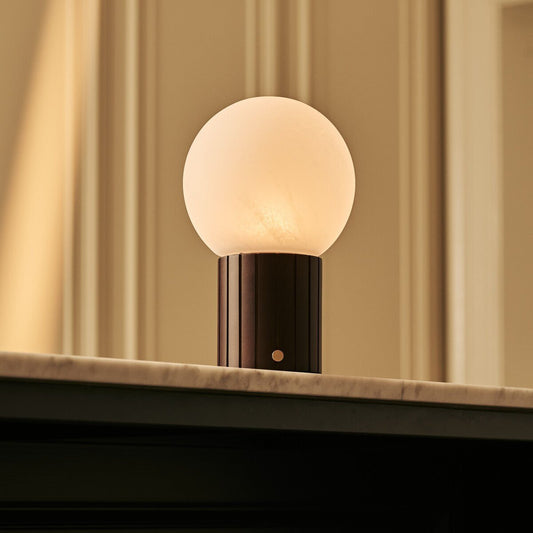 Nadine Dark Brown Rechargeable Table Lamp | 3 Light Colors, Modular Lampshade & Cordless