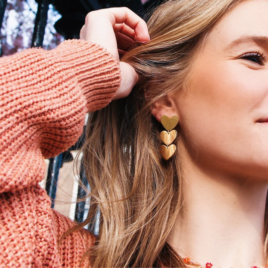 Bazou Oorbellen Drie Harten