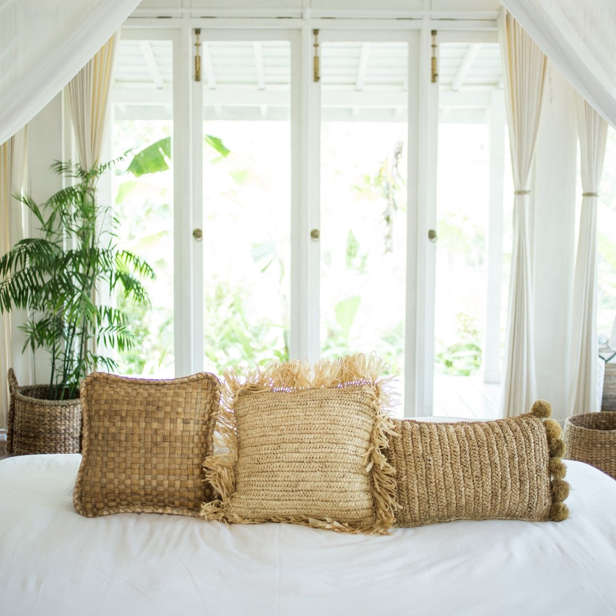 Sierkussen met vulling | Decoratief Kussen | Sofa Kussen GANDI gemaakt van Raffia – Soeji (foto 2 van 6)