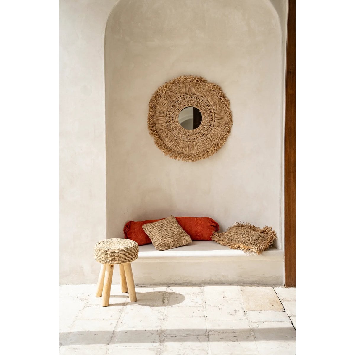 De Raffia Flores Kussenhoes Vierkant - Naturel - 40x40 – Bazar Bizar Living (foto 9 van 10)
