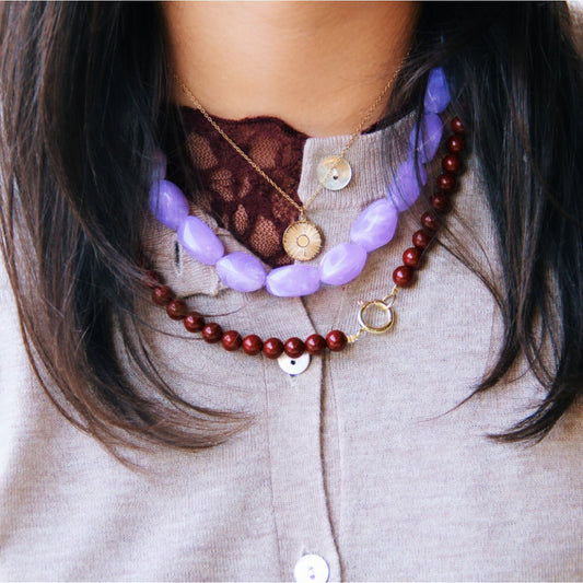 Beaded Necklace ‘Nugget’ Large – Lilac