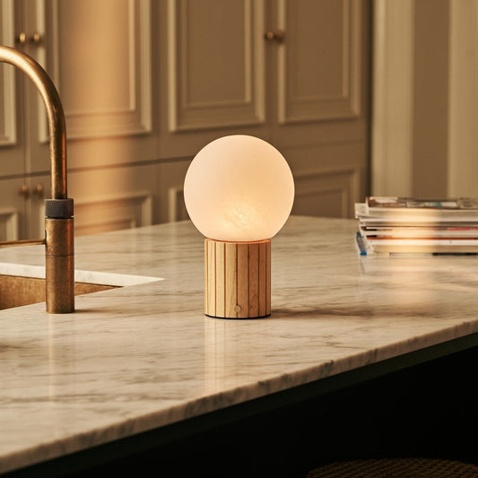 Nadine Light Brown Rechargeable Table Lamp | 3 Light Colors, Modular Lampshade & Cordless