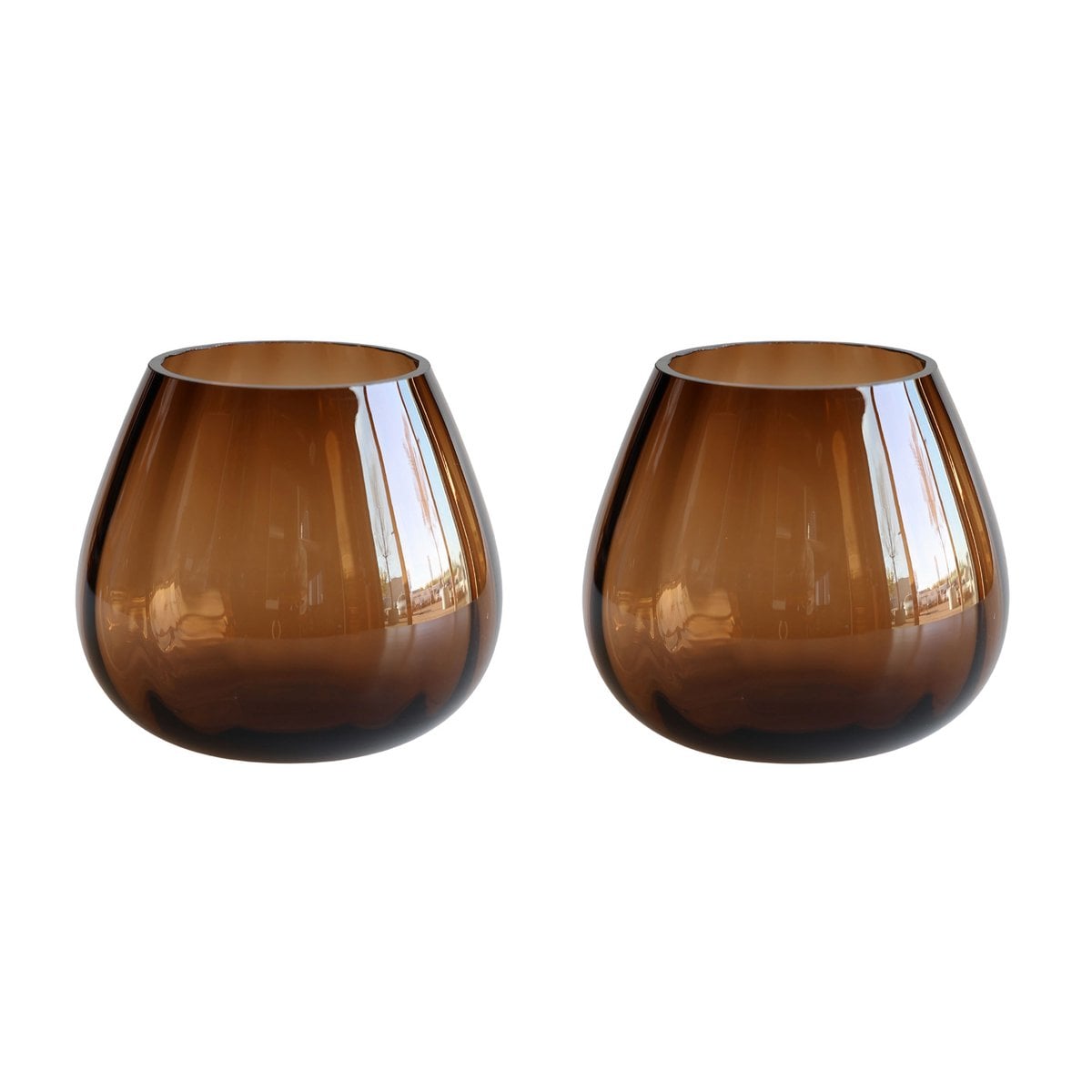 Waxinelichthouder Tasman XS ribbed dark taupe (set van 2) – Vase The World