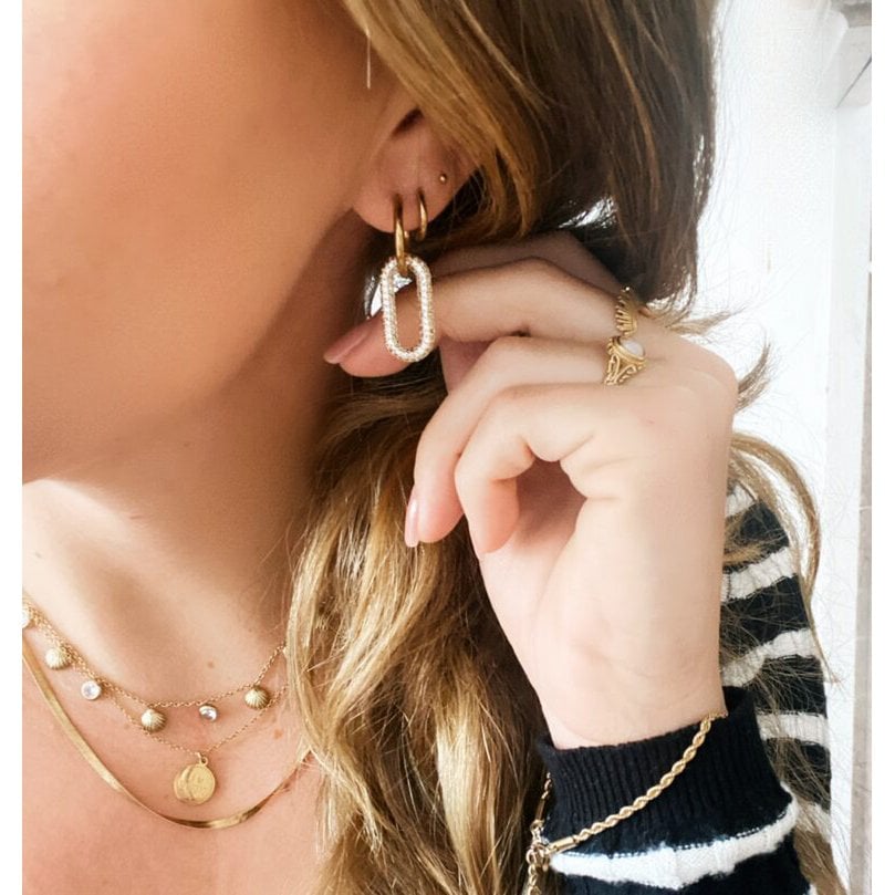 Bazou Oorbel Ovale Kristallen Hanger