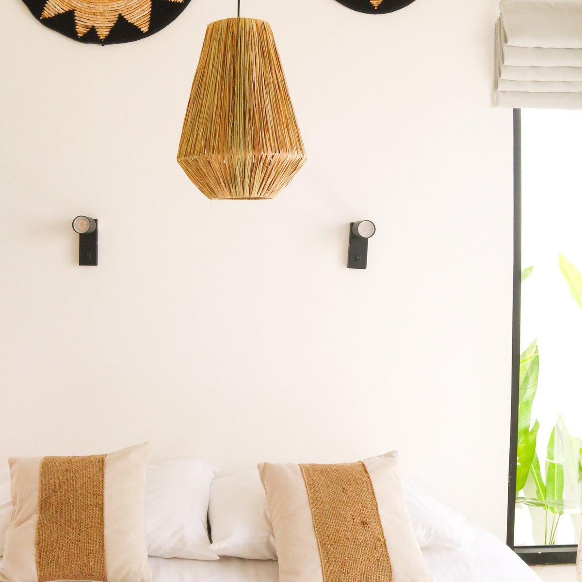 Lampenkap Plafondlamp Pendel rond ENDAH gemaakt van Raffia – Soeji (foto 4 van 6)