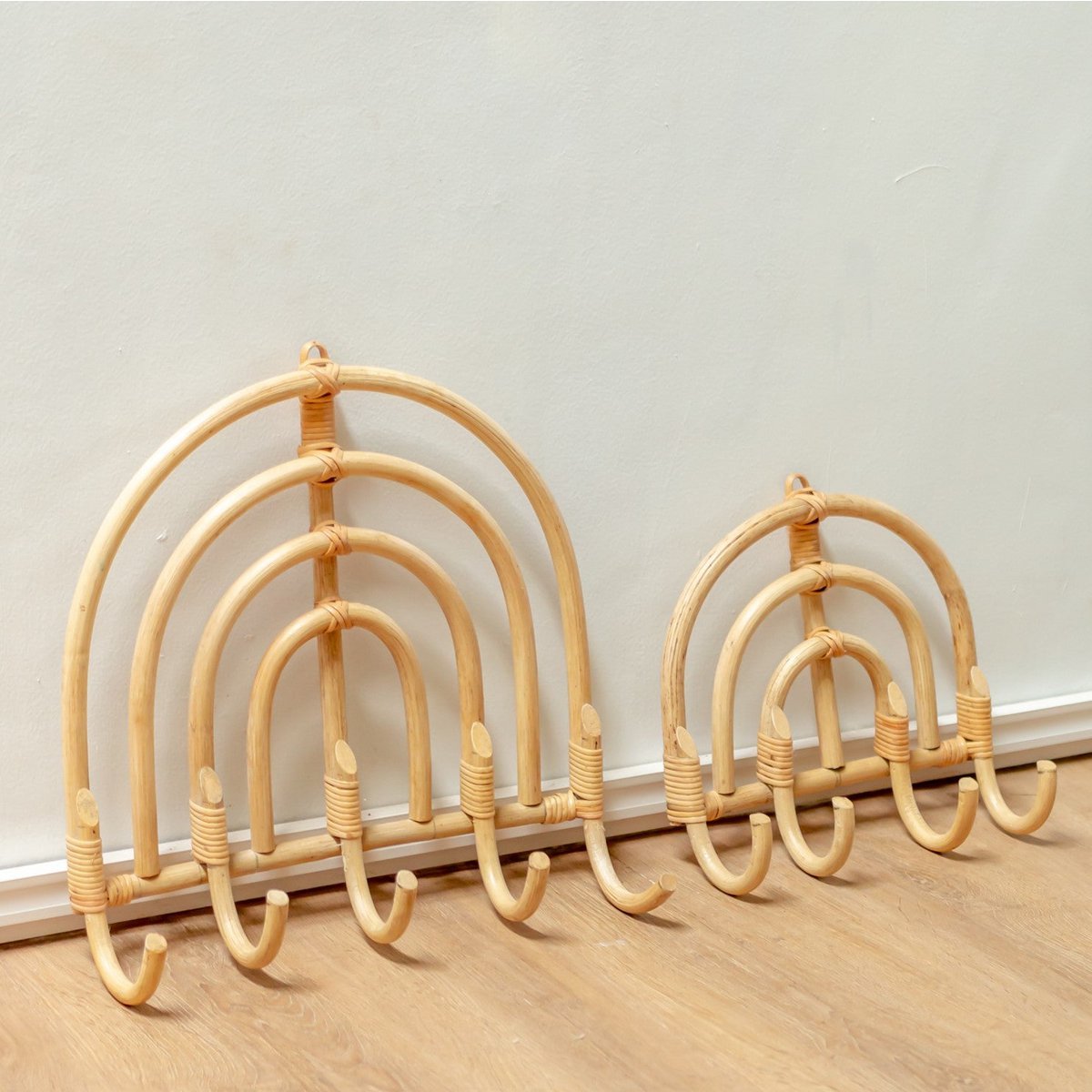 Rotan Kapstok Kapstokken Beige Wandhaken MAKU (2 maten)