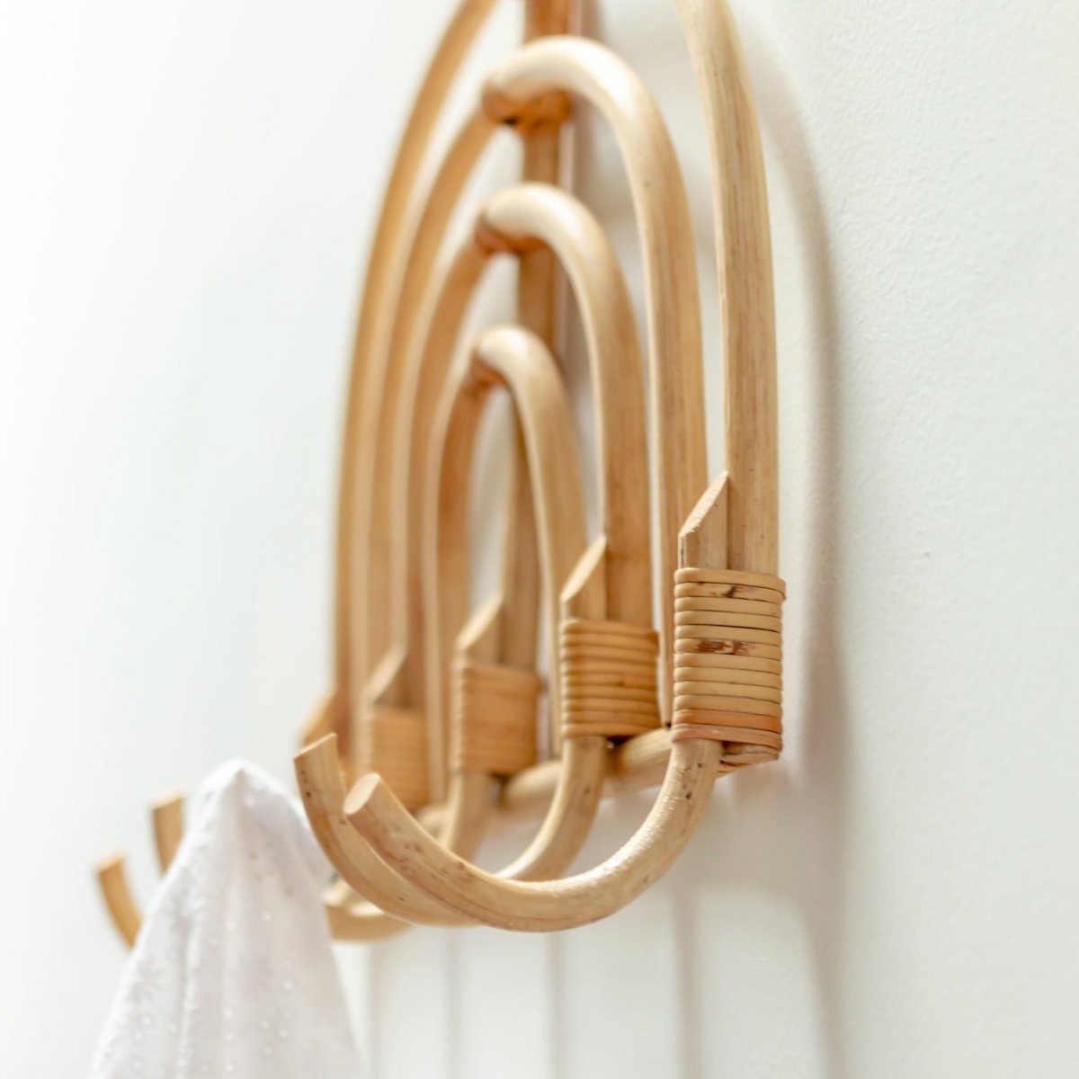 Rotan Kapstok Kapstokken Beige Wandhaken MAKU (2 maten)