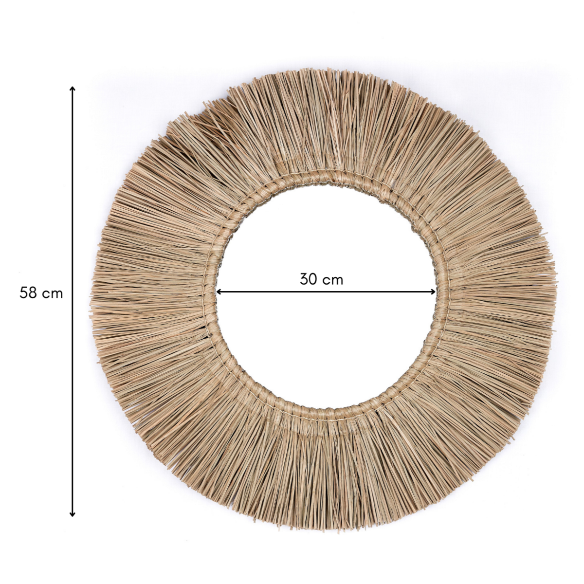 Wandspiegel van Zeegras Rond met 60 cm Diameter RIMBA – Soeji (foto 5 van 6)