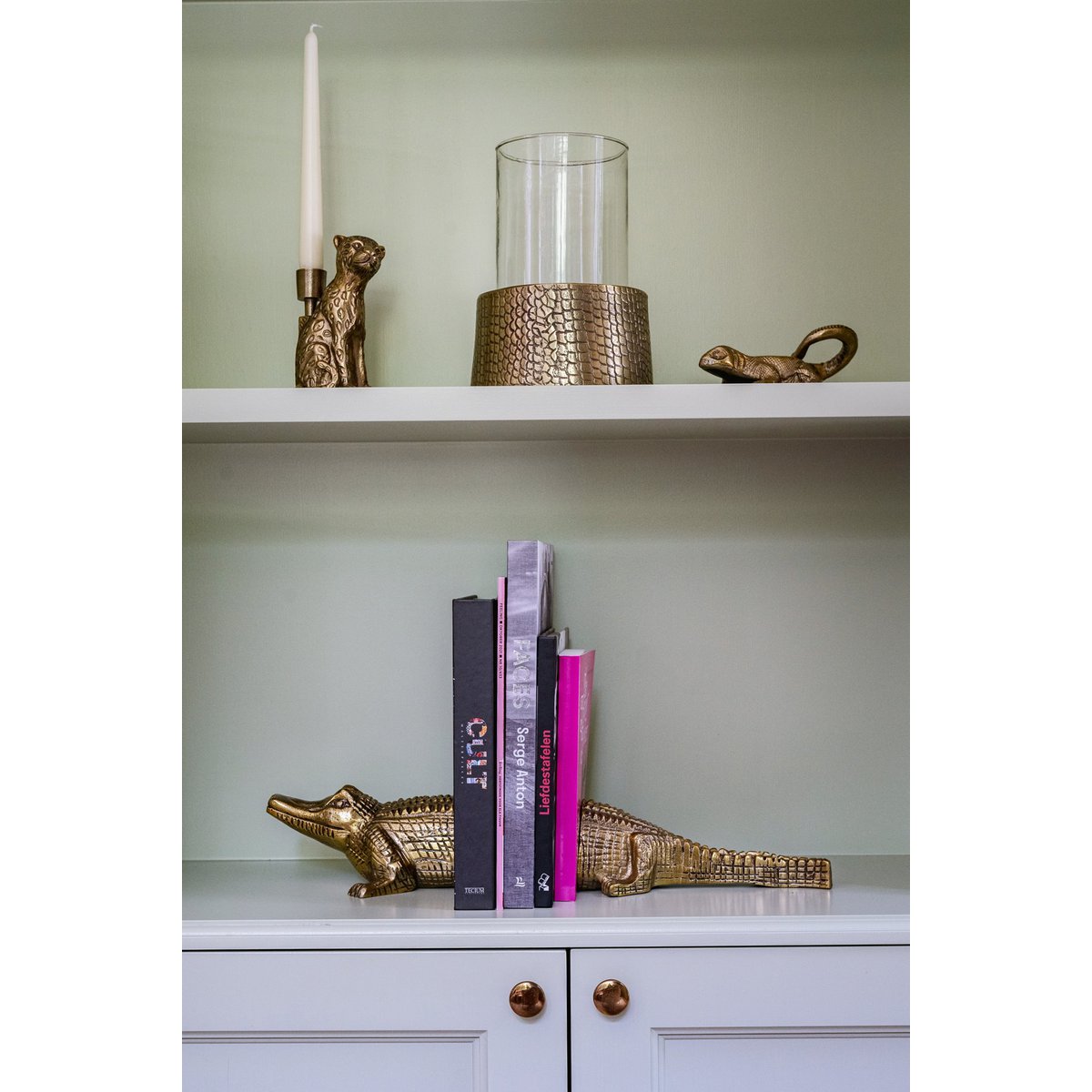 De Croco Kaarsenhouder met Glas - Messing - L – Bazar Bizar Living (foto 2 van 5)