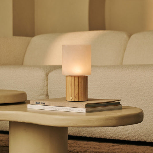 Ingmar Light Brown Rechargeable Table Lamp | Cordless, 3 Light Colors & Dimmable