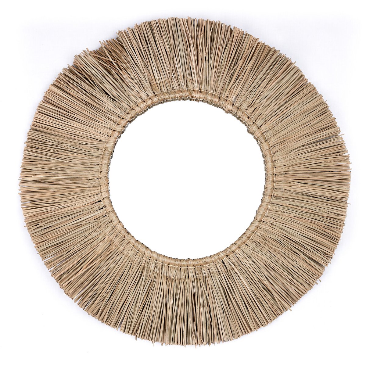 Wandspiegel van Zeegras Rond met 60 cm Diameter RIMBA – Soeji (foto 6 van 6)