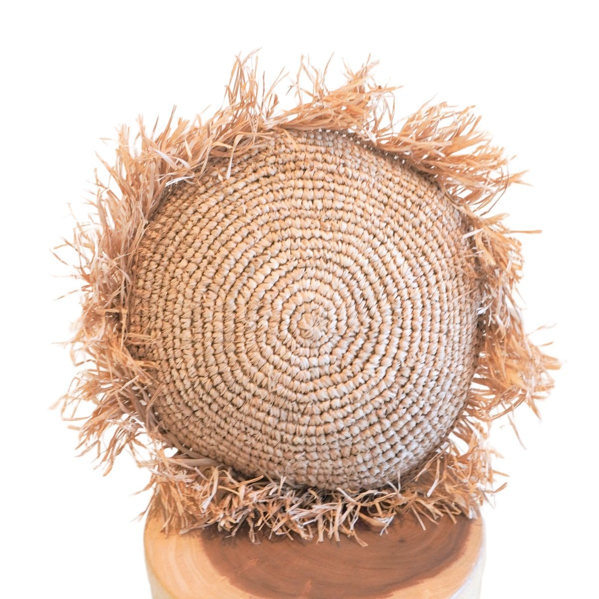 Rond Boho Kussen met Franjes Decoratief Kussen Ø40/50 cm Sierkussen van Raffia Bankkussen met Vulling TARAKAN beige – Soeji (foto 4 van 5)