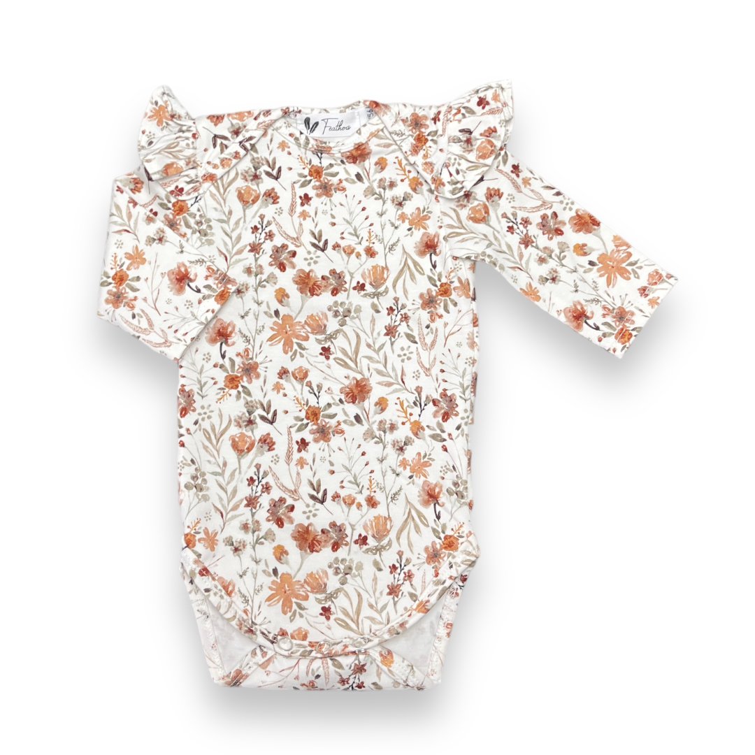 Rompertje Lange Mouw Ruffle Water Flower