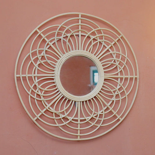 Ronde Rotan Spiegel 58 cm | Handgemaakte Boho Wandspiegel PUTUK
