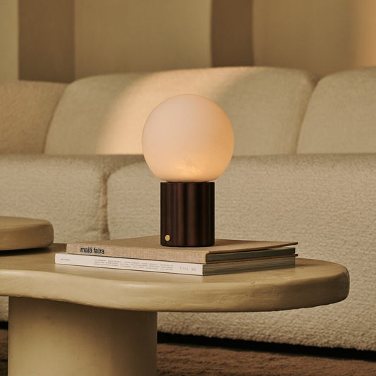 Wim Dark Brown Rechargeable Table Lamp | 3 Light Colors, Modular Lampshade & Cordless