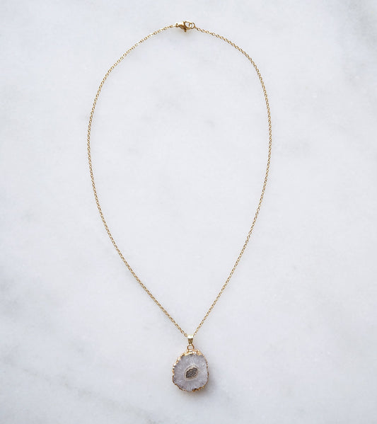 White Druzy Agaat Ketting – Clarity & Positivity