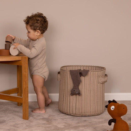 Hunter Gewatteerde Opbergtas – Crème Streep | Medium | 100% Biologisch Katoen