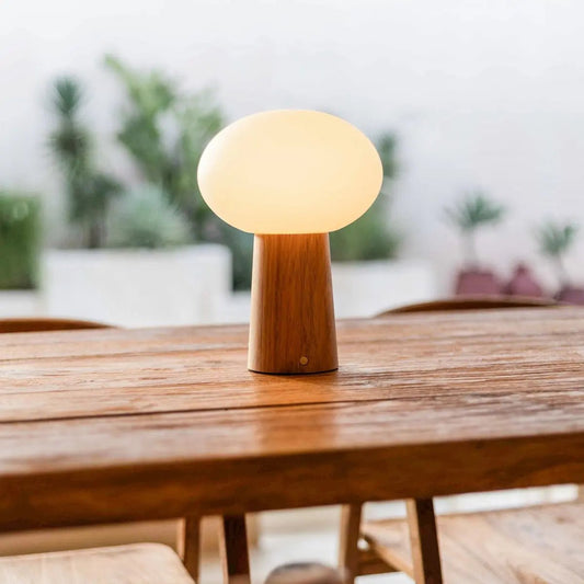 Max Lichtbruine Houten Oplaadbare Tafellamp