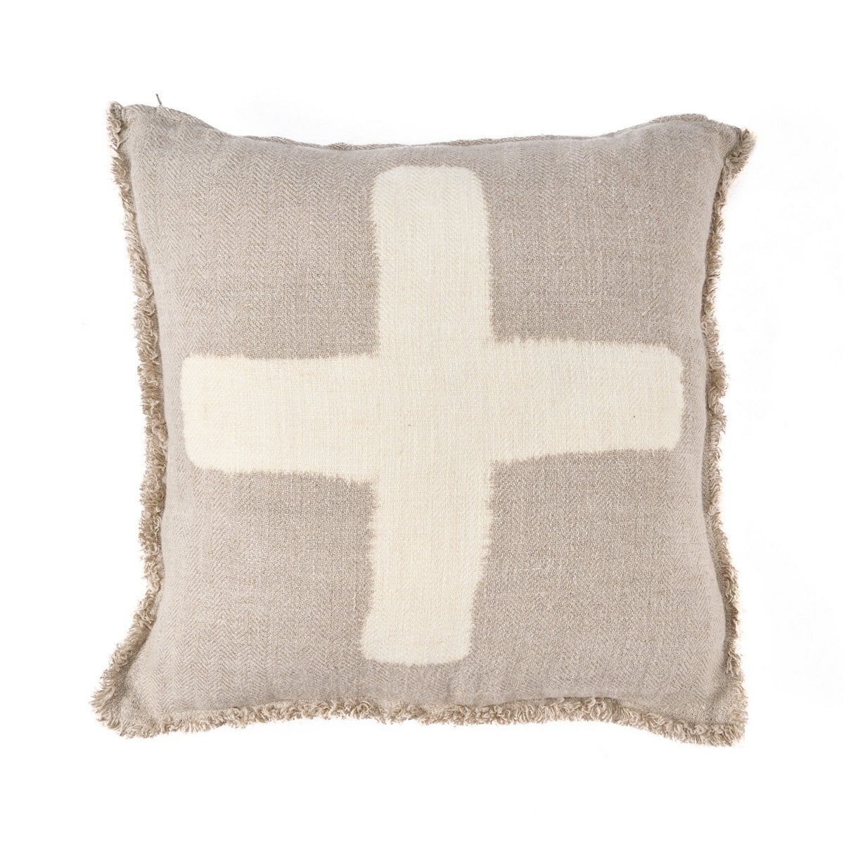 Kussenhoes Ivoren Kruis - Natuurlijk Wit - 50x50 – Bazar Bizar Living