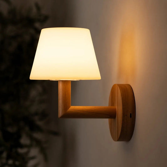 Ted Lichtbruine Houten Oplaadbare Wandlamp