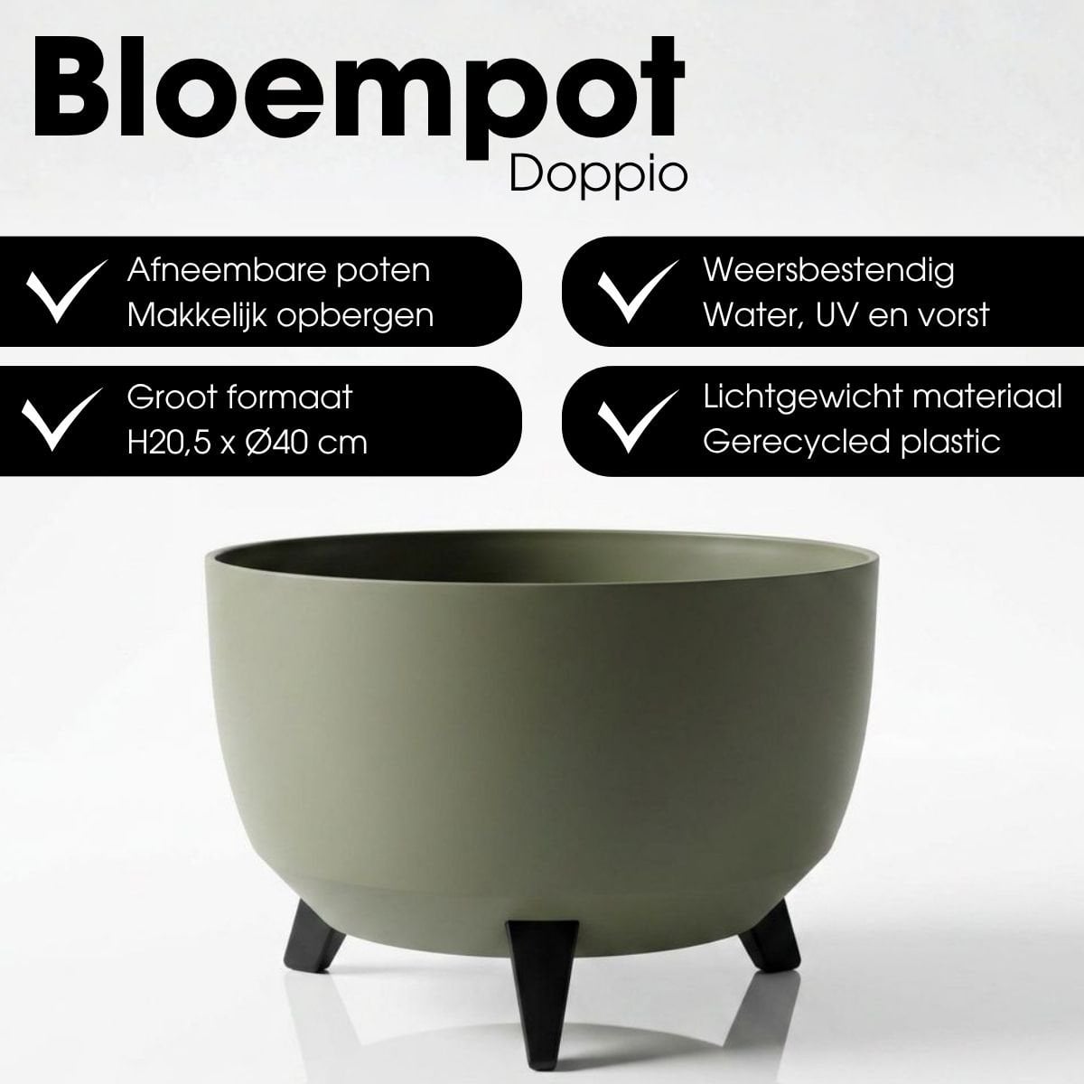 Plantenbak buiten Doppio Lichtgroen – Mica Decorations (foto 7 van 8)