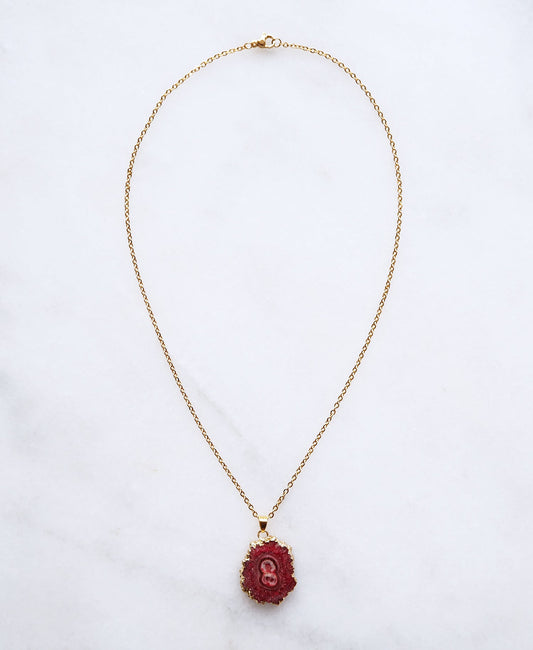 Strawberry Druzy Agaat Ketting – liefde & positiviteit