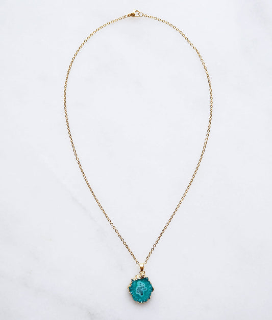 Turquoise Druzy Agaat Ketting – kracht & zelfvertrouwen