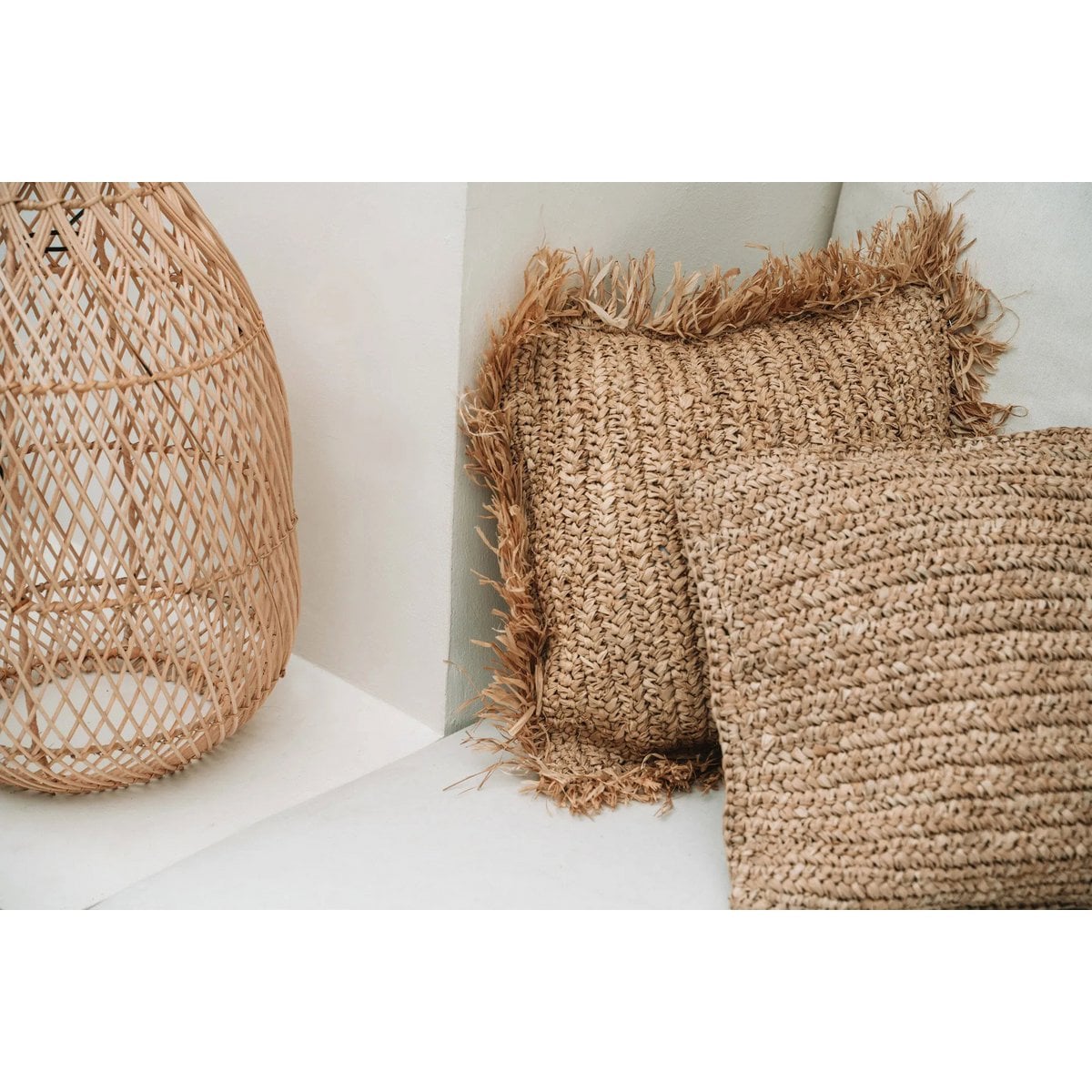 De Raffia Flores Kussenhoes Vierkant - Naturel - 40x40 – Bazar Bizar Living (foto 7 van 10)