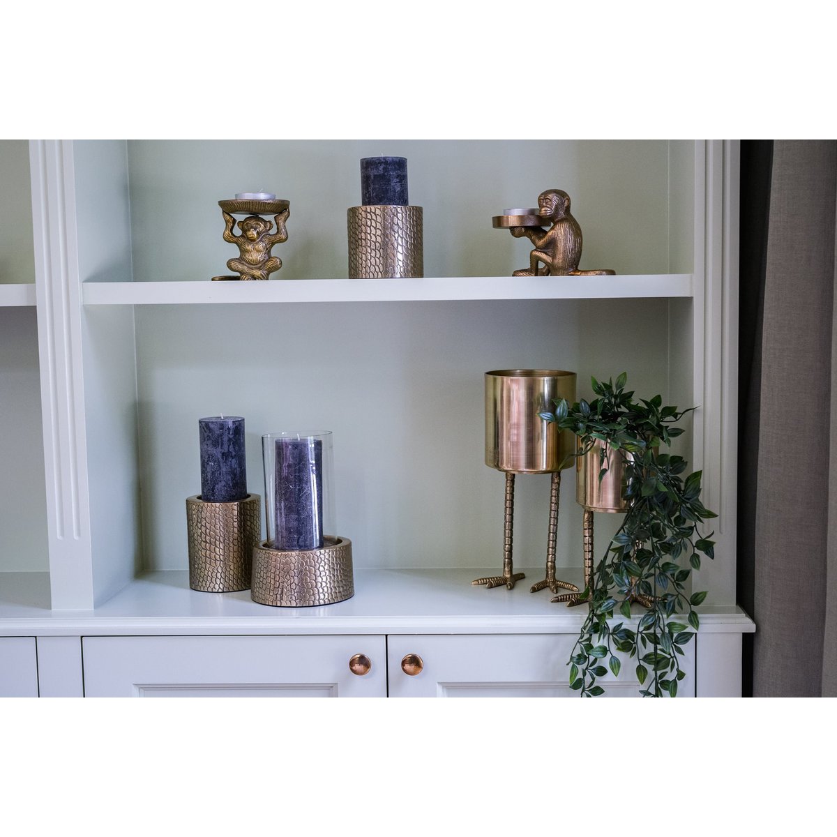 De Croco Kaarsenhouder met Glas - Messing - M – Bazar Bizar Living (foto 2 van 5)
