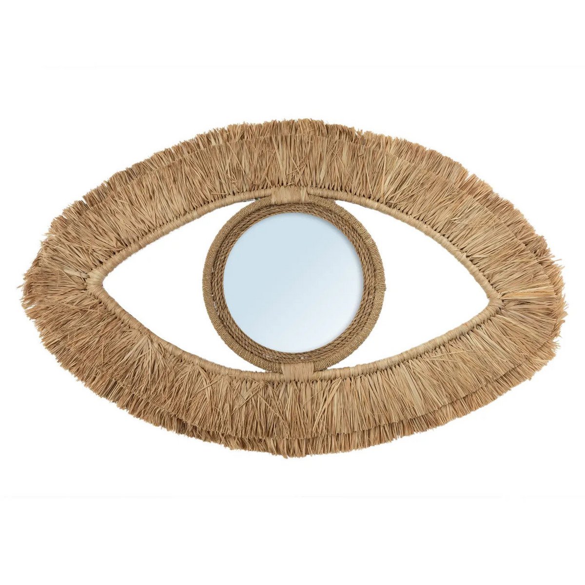 De Raffia Oogspiegel - Naturel - M – Bazar Bizar Living