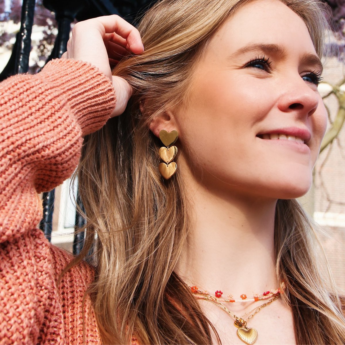 Bazou Oorbellen Drie Harten