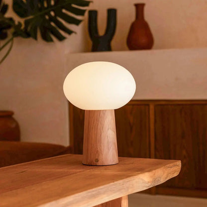 Max Lichtbruine Houten Oplaadbare Tafellamp