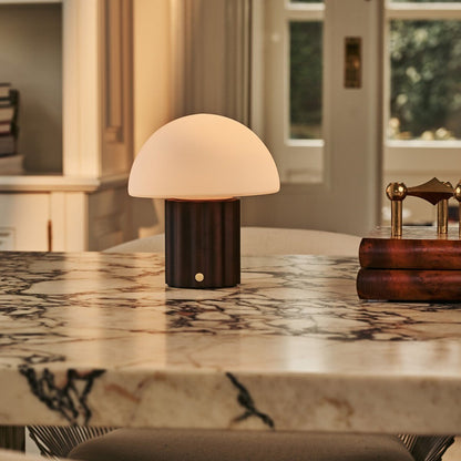 Timo Dark Brown Rechargeable Table Lamp | Dimmable, Modular Lampshade & 3 Light Colors