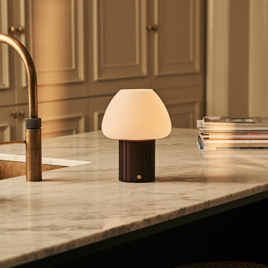 Romée Dark Brown Rechargeable Table Lamp | Modular Lampshade, Dimmable & 3 Light Colors