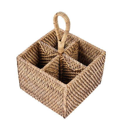 De rotan bestekbak N°4 - Natuurlijk bruin