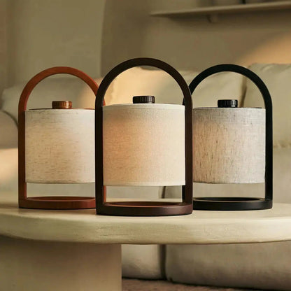 River donkerbruine houten oplaadbare lamp