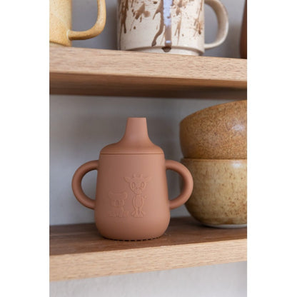 Aiko Siliconen Beker met Drinkdeksel – Caramel Café | 140 ml