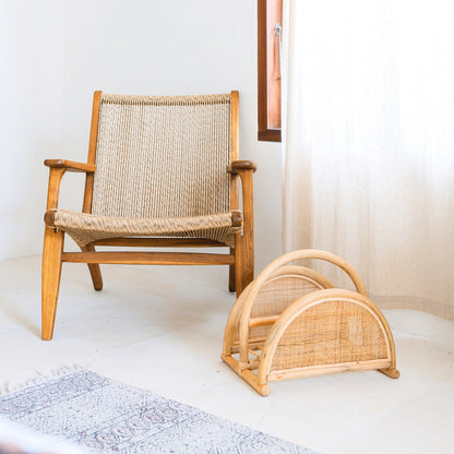 Rotan Krantenrek – Tijdschriftenhouder – Boho Krantenmand – Handgemaakte Rotan Krantenhouder ALOR