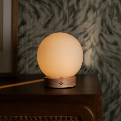 Flore Kleine Lichtbruine Houten Oplaadbare Lamp