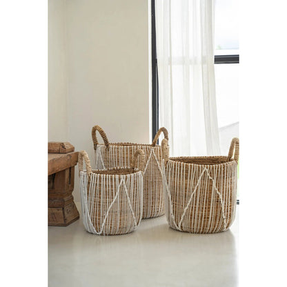 De rechte gestikte macrame -mand - l