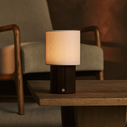 Donnée Dark Brown Rechargeable Table Lamp | Cordless, 3 Light Modes & Linen Blend