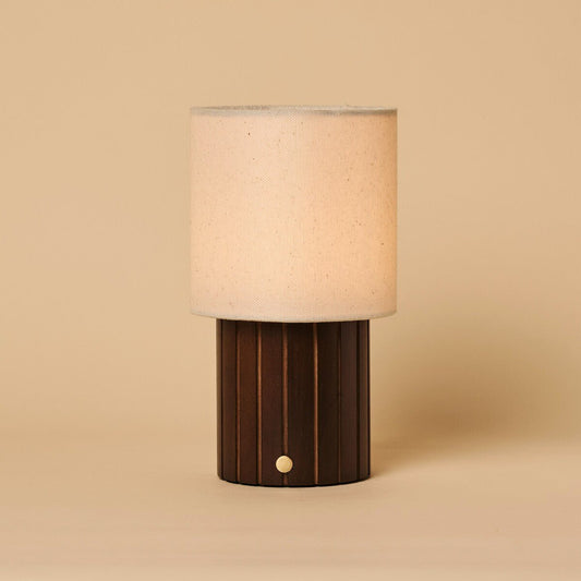 Donnée Dark Brown Rechargeable Table Lamp | Cordless, 3 Light Modes & Linen Blend