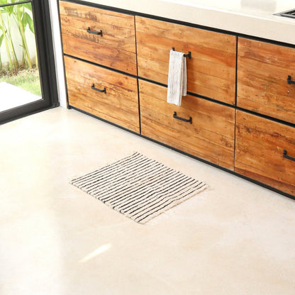 Klein katoenen vloerkleed – gestreept loper – boho vloerkleed zwart wit – zachte bedmat – handgeweven rechthoekig vloerkleed 70x50 cm UNTUK – Soeji (foto 3 van 9)