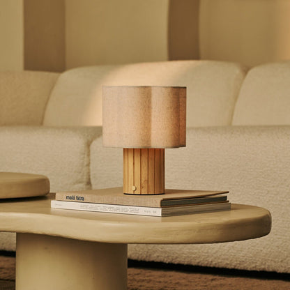 Bianca Light Brown Rechargeable Table Lamp | Stylish, Functional & Linen Blend