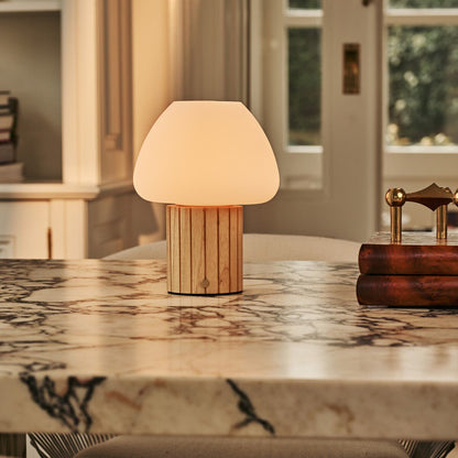 Romée Lichtbruine Oplaadbare Tafellamp | Modulaire lampenkap, dimbaar en 3 lichtkleuren